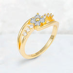 Lab Diamond Floral Cluster Round Cut Engagement Ring with Accent Stones - Additional view