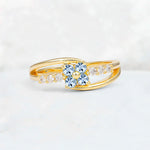 Aquamarine Floral Cluster Round Cut Engagement Ring with Accent Stones - Additional view