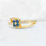 Alexandrite Floral Cluster Round Cut Engagement Ring with Accent Stones - Additional view