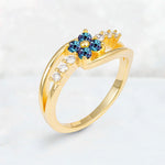 Alexandrite Floral Cluster Round Cut Engagement Ring with Accent Stones - Additional view