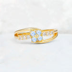 Moonstone Floral Cluster Round Cut Engagement Ring with Accent Stones - Additional view