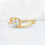 Moonstone Floral Cluster Round Cut Engagement Ring with Accent Stones - Additional view