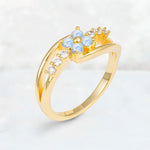 Moonstone Floral Cluster Round Cut Engagement Ring with Accent Stones - Additional view