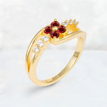Ruby Floral Cluster Round Cut Engagement Ring with Accent Stones - Additional view