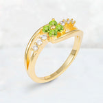 Peridot Floral Cluster Round Cut Engagement Ring with Accent Stones - Additional view