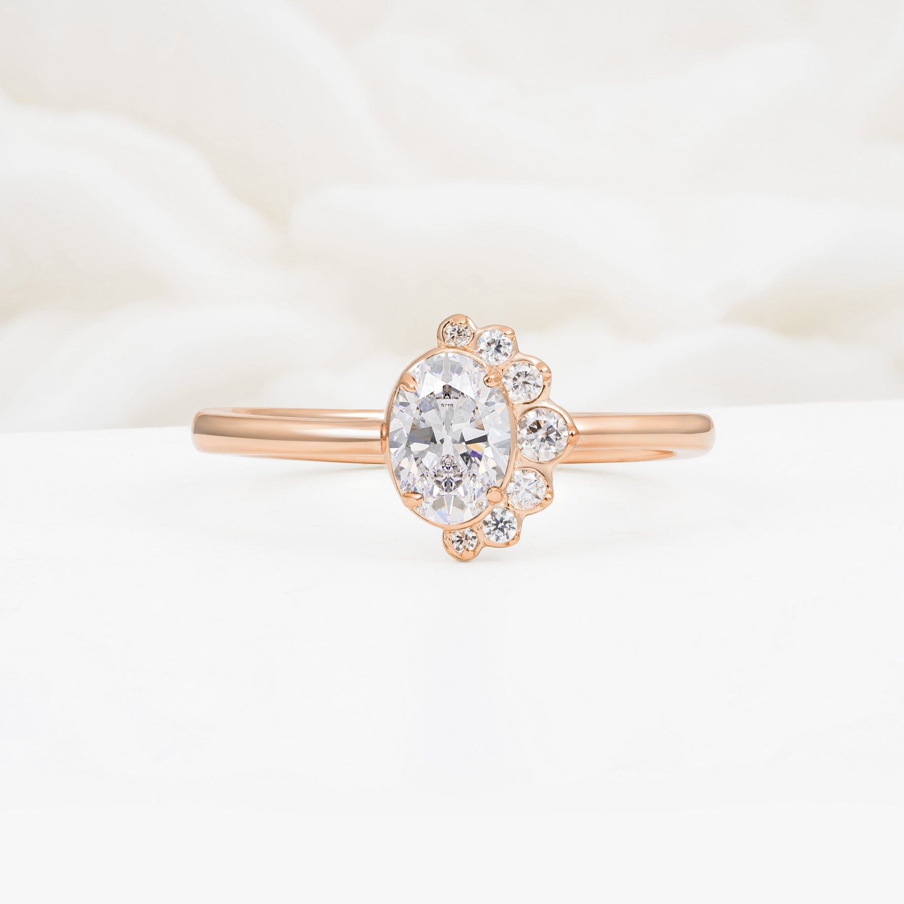 Timeless Oval Cut Cluster Moissanite Engagement Ring - Additional view