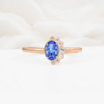 Timeless Oval Cut Cluster Sapphire Engagement Ring - Additional view