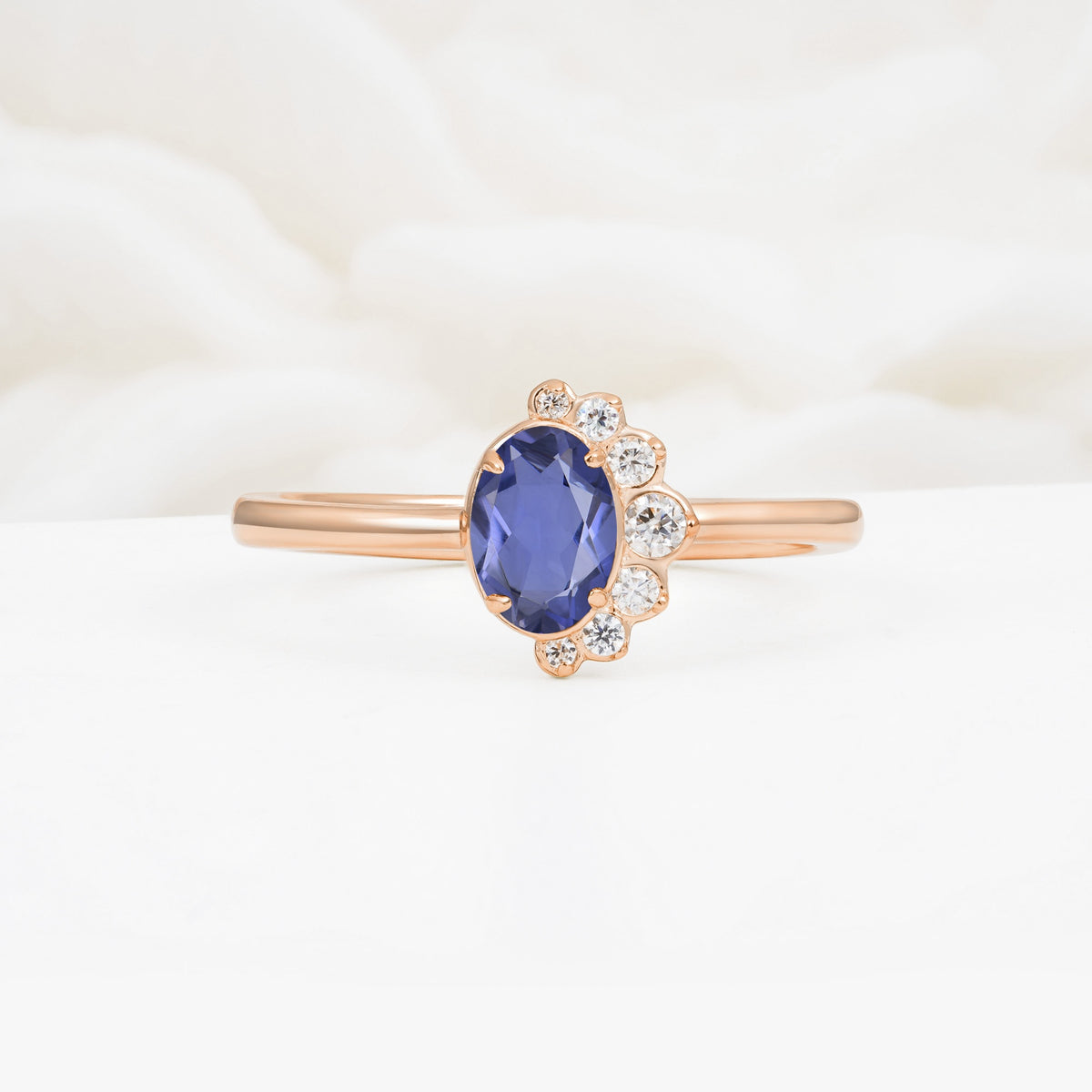 Timeless Oval Cut Cluster Tanzanite Engagement Ring - Additional view