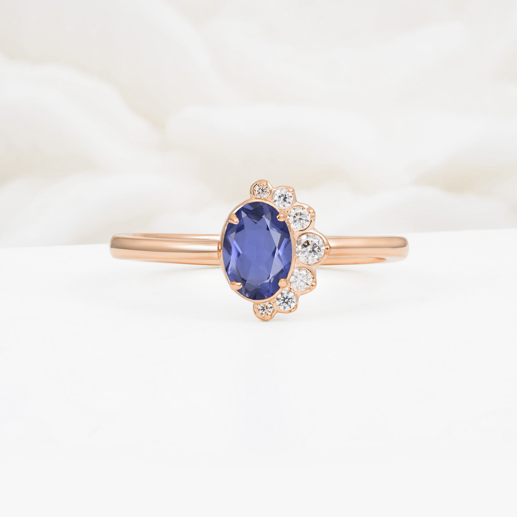 Timeless Oval Cut Cluster Tanzanite Engagement Ring - Additional view