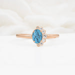 Timeless Oval Cut Cluster Turquoise Engagement Ring - Additional view