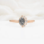 Timeless Oval Cut Cluster Black Rutilated Quartz Engagement Ring - Additional view