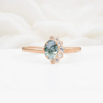 Timeless Oval Cut Cluster Moss Agate Engagement Ring - Additional view