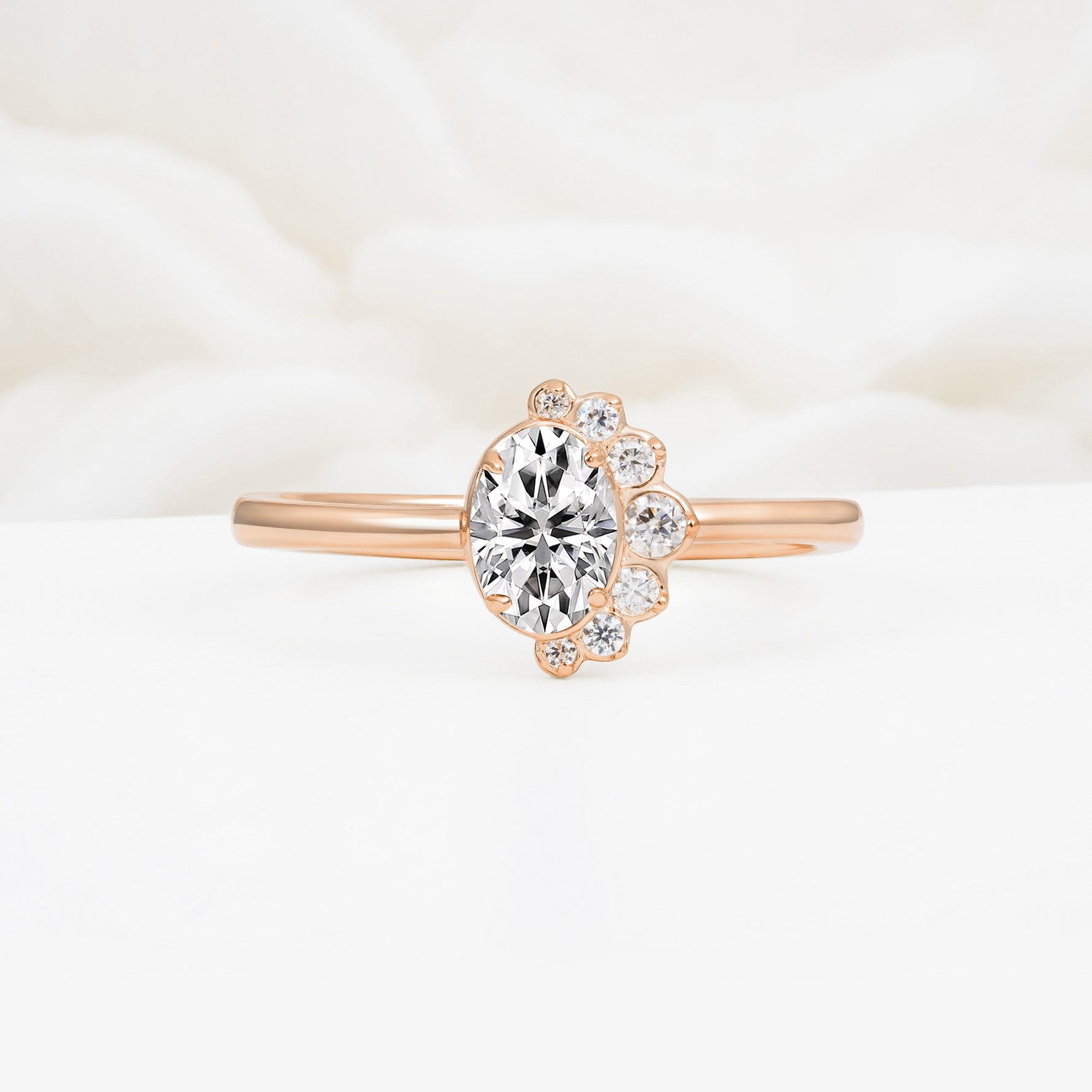 Timeless Oval Cut Cluster Lab Diamond Engagement Ring - Additional view