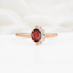 Timeless Oval Cut Cluster Garnet Engagement Ring - Additional view
