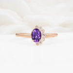 Timeless Oval Cut Cluster Amethyst Engagement Ring - Additional view