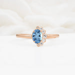 Timeless Oval Cut Cluster Aquamarine Engagement Ring - Additional view