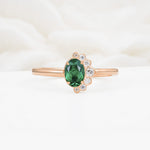 Timeless Oval Cut Cluster Emerald Engagement Ring - Additional view