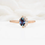Timeless Oval Cut Cluster Alexandrite Engagement Ring - Additional view
