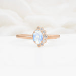 Timeless Oval Cut Cluster Moonstone Engagement Ring - Additional view