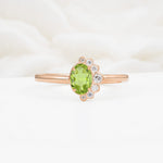 Timeless Oval Cut Cluster Peridot Engagement Ring - Additional view
