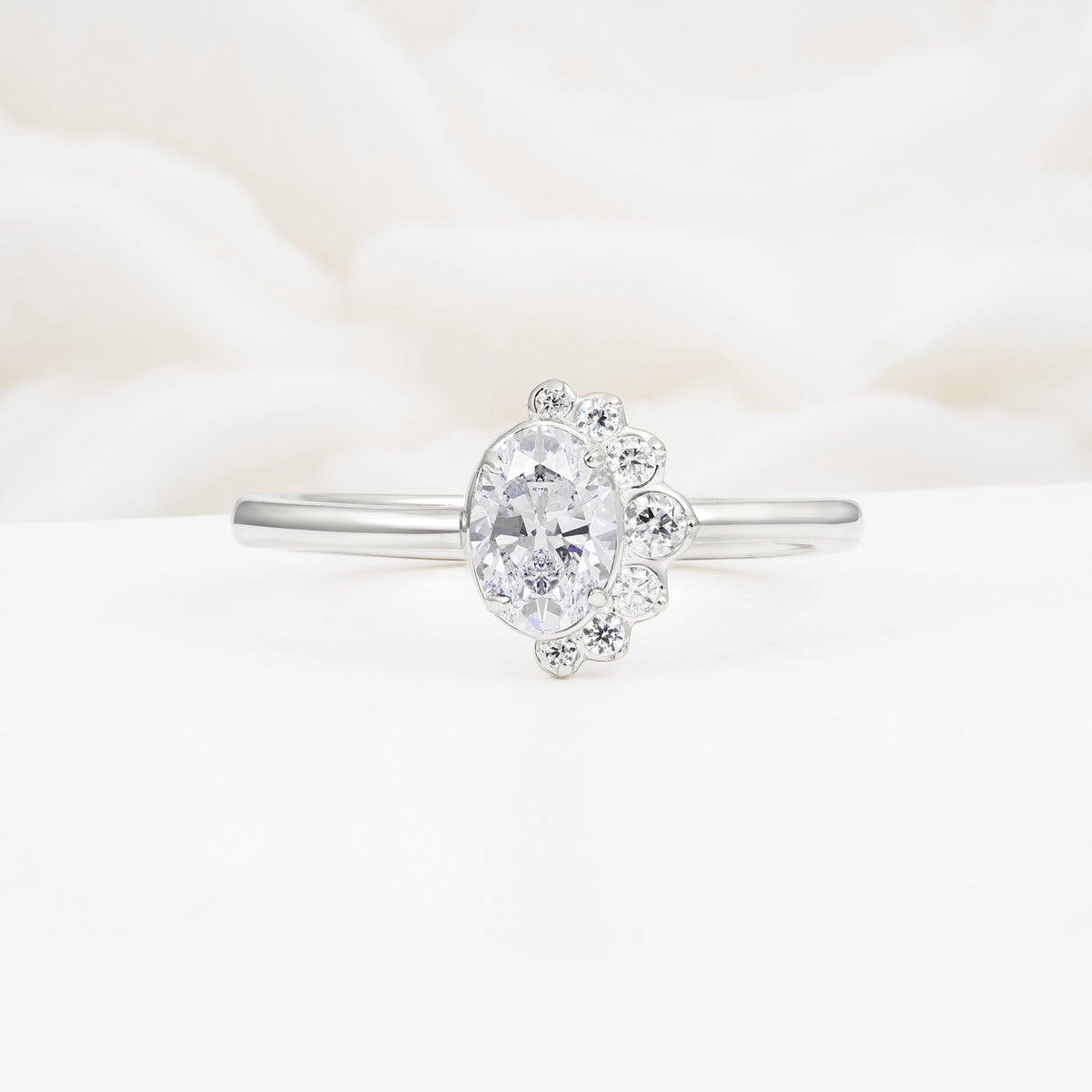 Timeless Oval Cut Cluster Moissanite Engagement Ring - Additional view