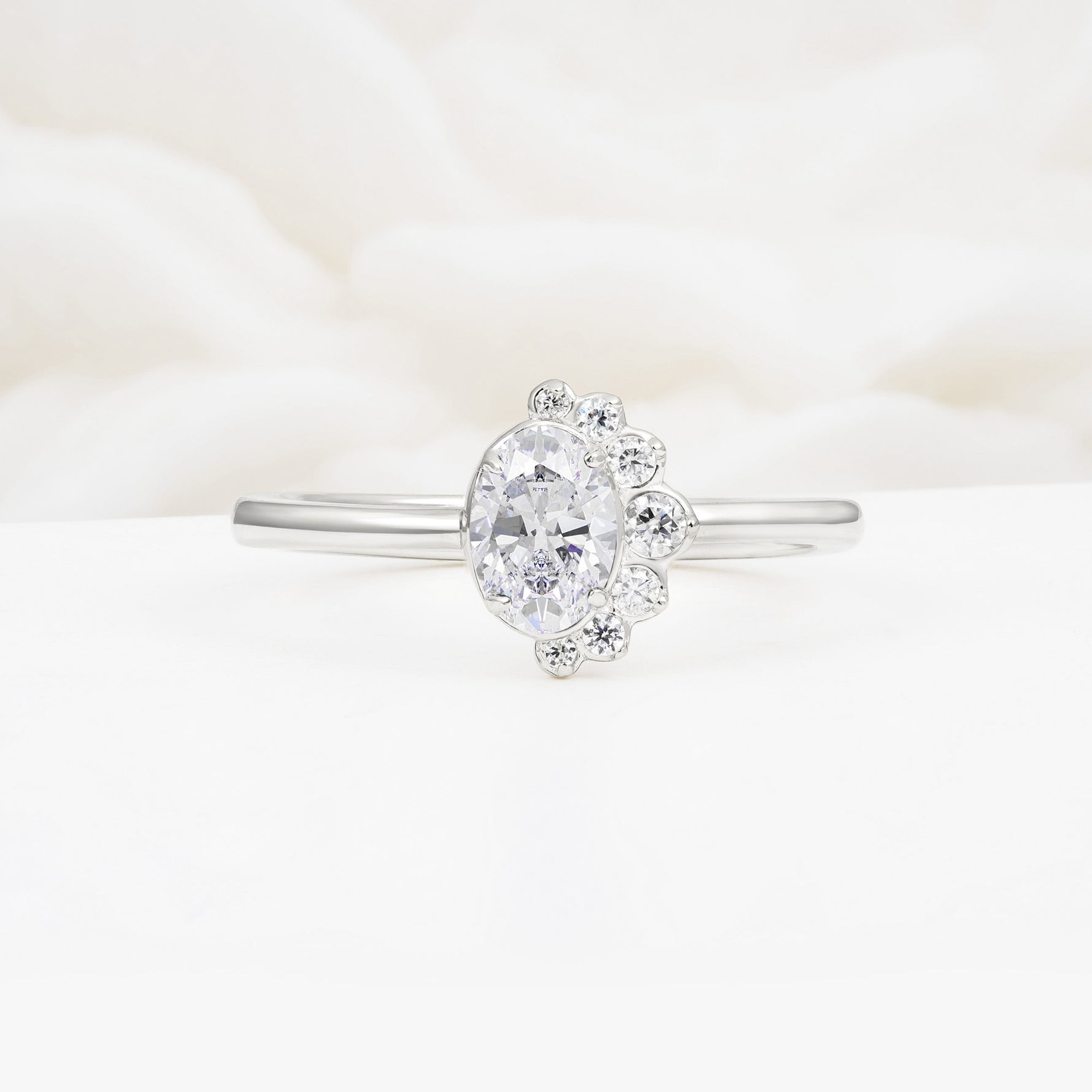 Timeless Oval Cut Cluster Moissanite Engagement Ring - Additional view