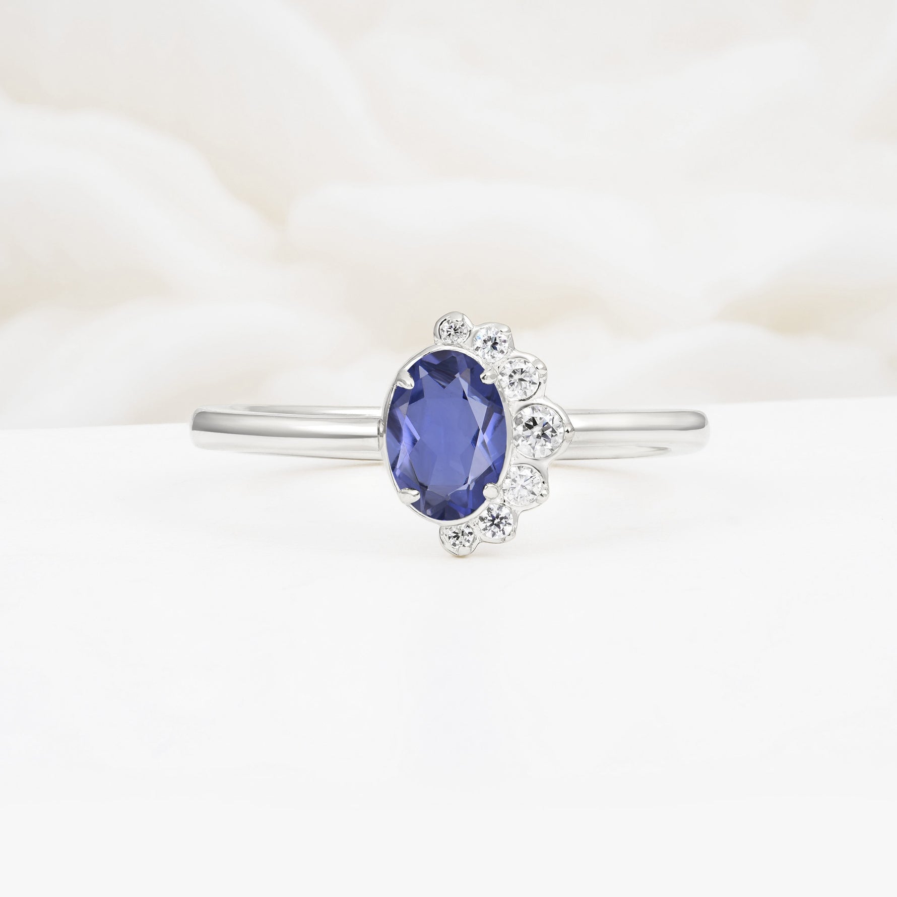 Timeless Oval Cut Cluster Tanzanite Engagement Ring - Additional view