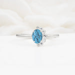 Timeless Oval Cut Cluster Turquoise Engagement Ring - Additional view
