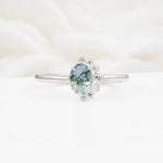 Timeless Oval Cut Cluster Moss Agate Engagement Ring - Additional view