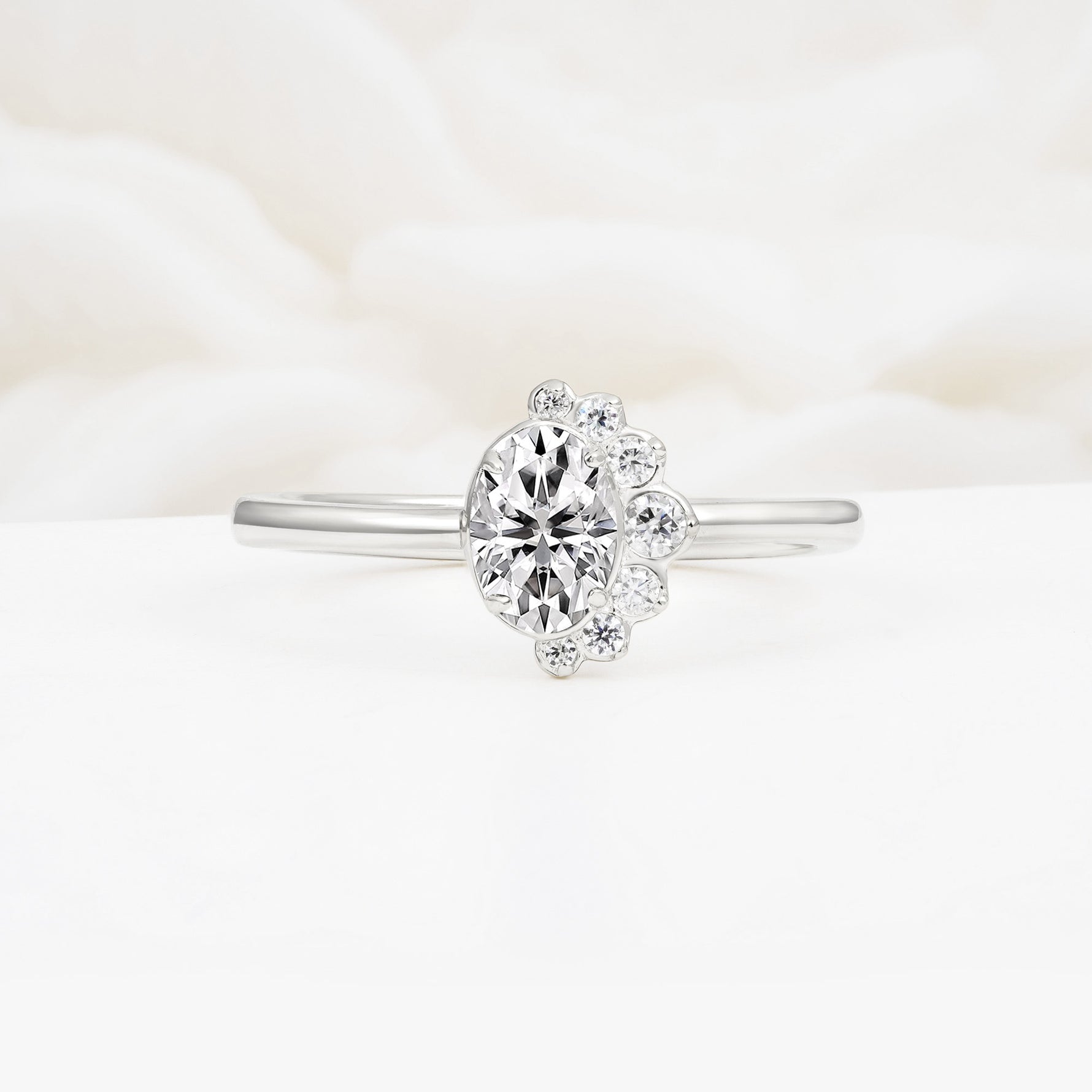 Timeless Oval Cut Cluster Lab Diamond Engagement Ring - Additional view