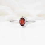 Timeless Oval Cut Cluster Garnet Engagement Ring - Additional view