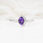 Timeless Oval Cut Cluster Amethyst Engagement Ring - Additional view
