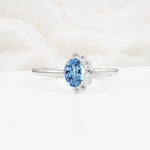 Timeless Oval Cut Cluster Aquamarine Engagement Ring - Additional view