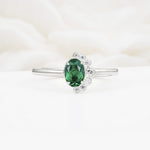 Timeless Oval Cut Cluster Emerald Engagement Ring - Additional view