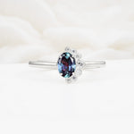 Timeless Oval Cut Cluster Alexandrite Engagement Ring - Additional view