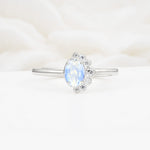 Timeless Oval Cut Cluster Moonstone Engagement Ring - Additional view