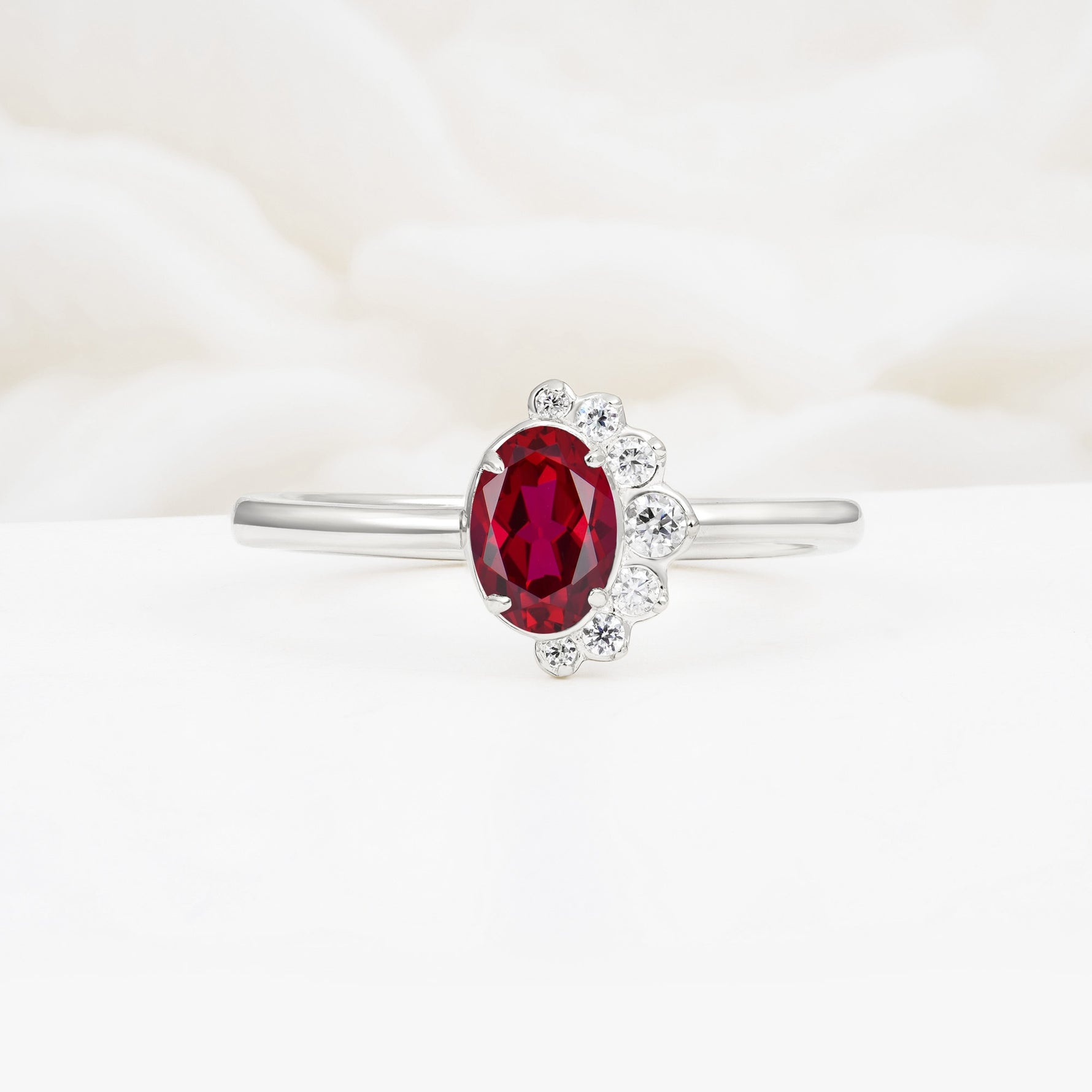 Timeless Oval Cut Cluster Ruby Engagement Ring - Additional view