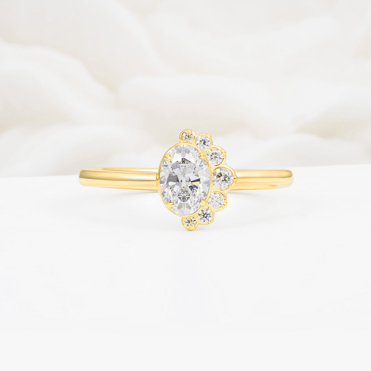 Timeless Oval Cut Cluster Moissanite Engagement Ring - Additional view