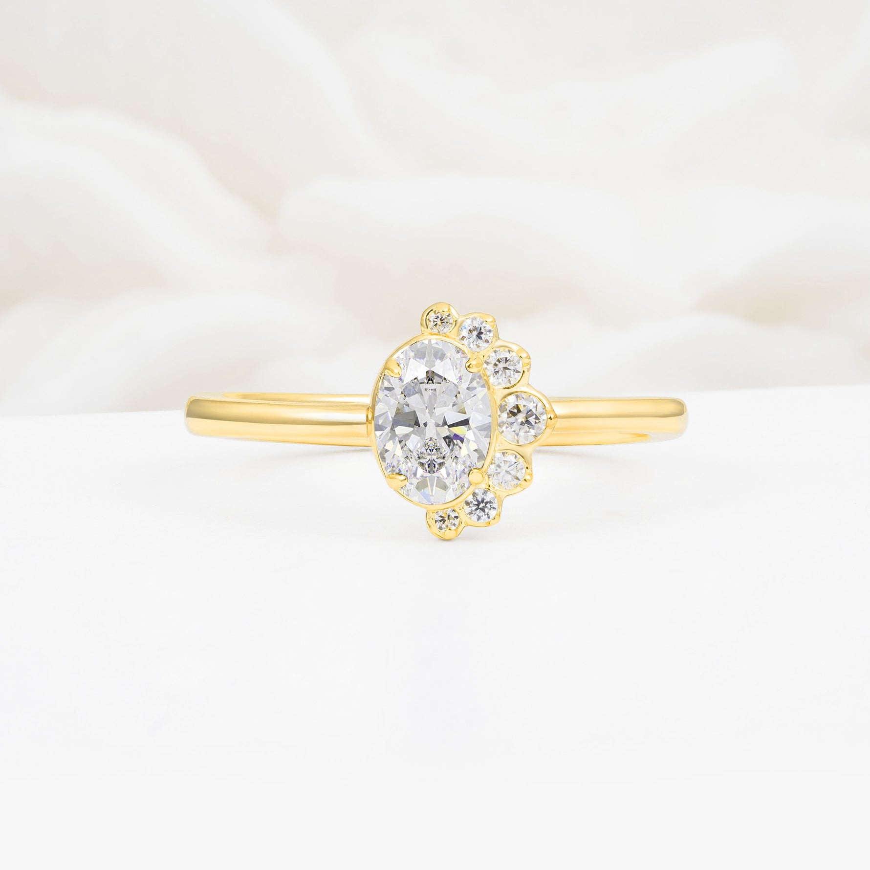 Timeless Oval Cut Cluster Moissanite Engagement Ring - Additional view