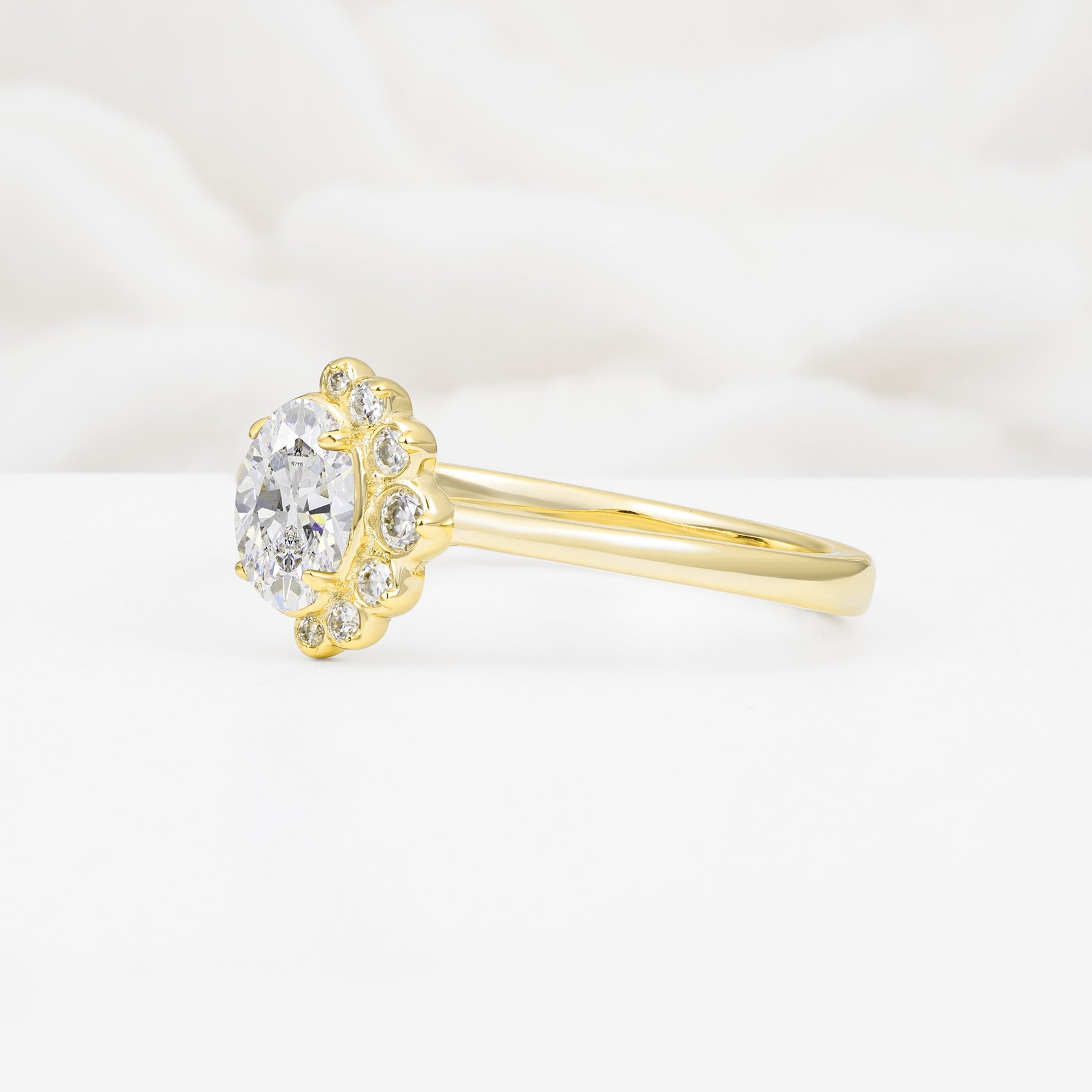 Timeless Oval Cut Cluster Moissanite Engagement Ring - Additional view