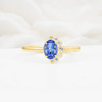 Timeless Oval Cut Cluster Sapphire Engagement Ring - Additional view