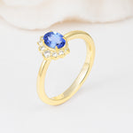 Timeless Oval Cut Cluster Sapphire Engagement Ring - Additional view
