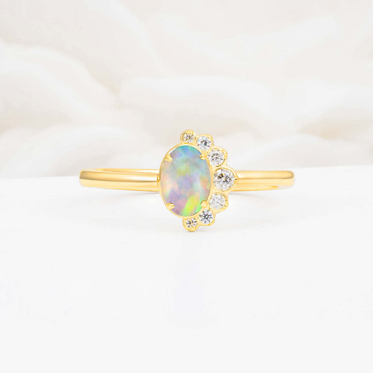 SR06718 Fire Opal Ring - Yellow-Gold
