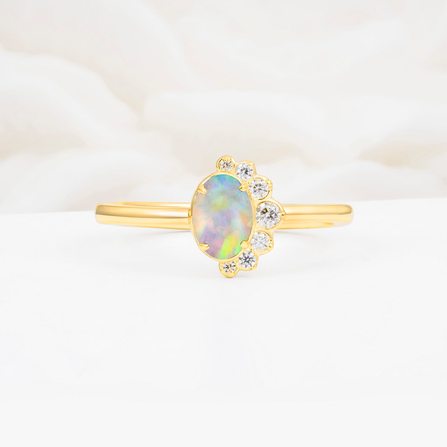 SR06718 Fire Opal Ring - Yellow-Gold