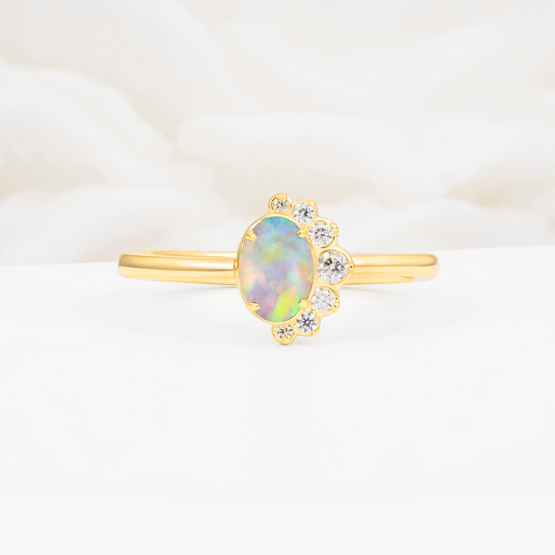 SR06718 Fire Opal Ring - Yellow-Gold