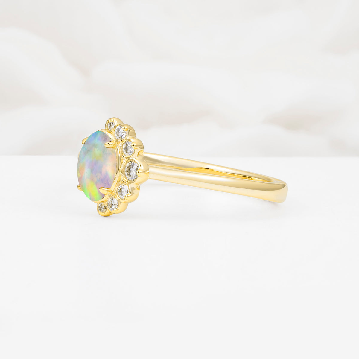 SR06718 Fire Opal Ring - White-Gold