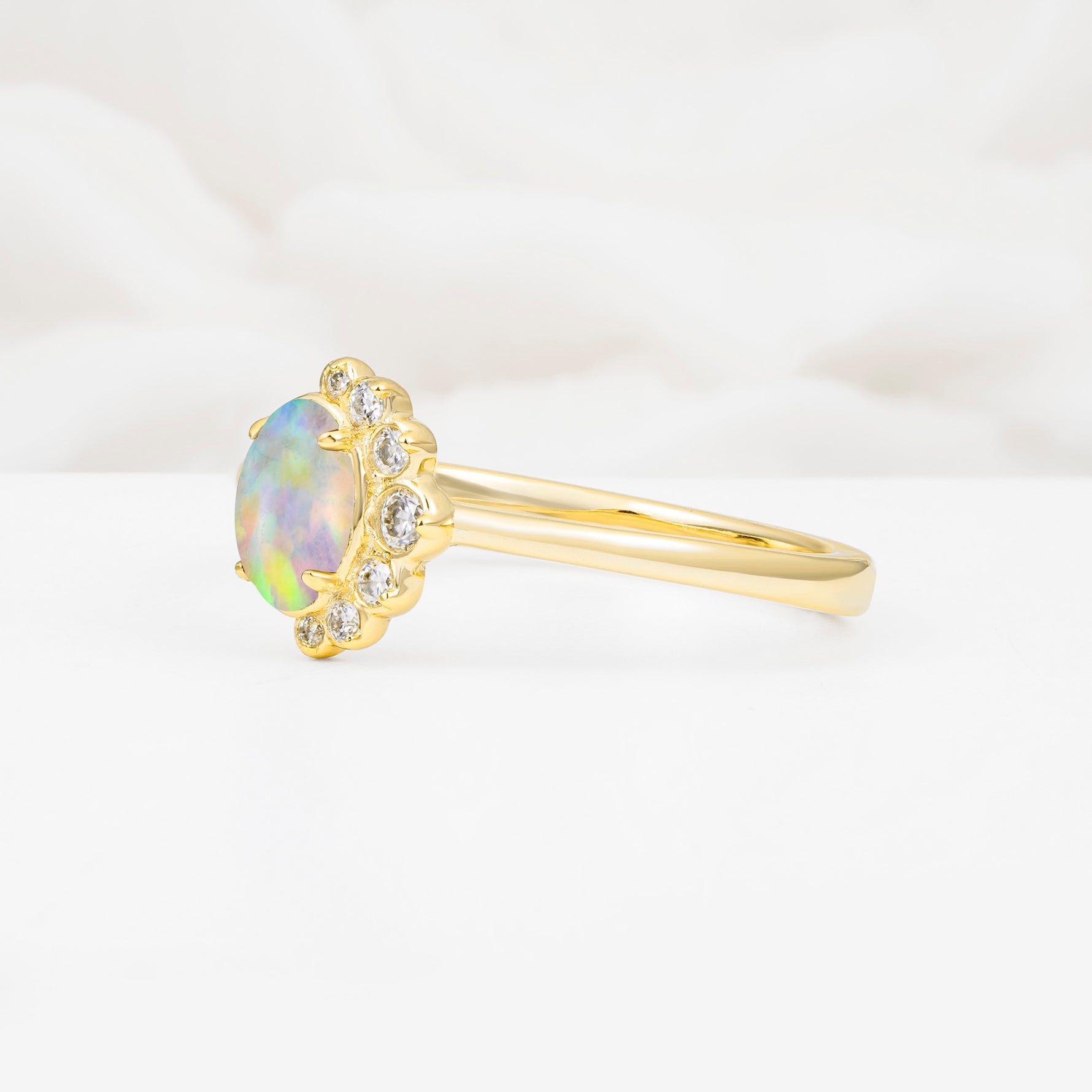 SR06718 Fire Opal Ring - White-Gold