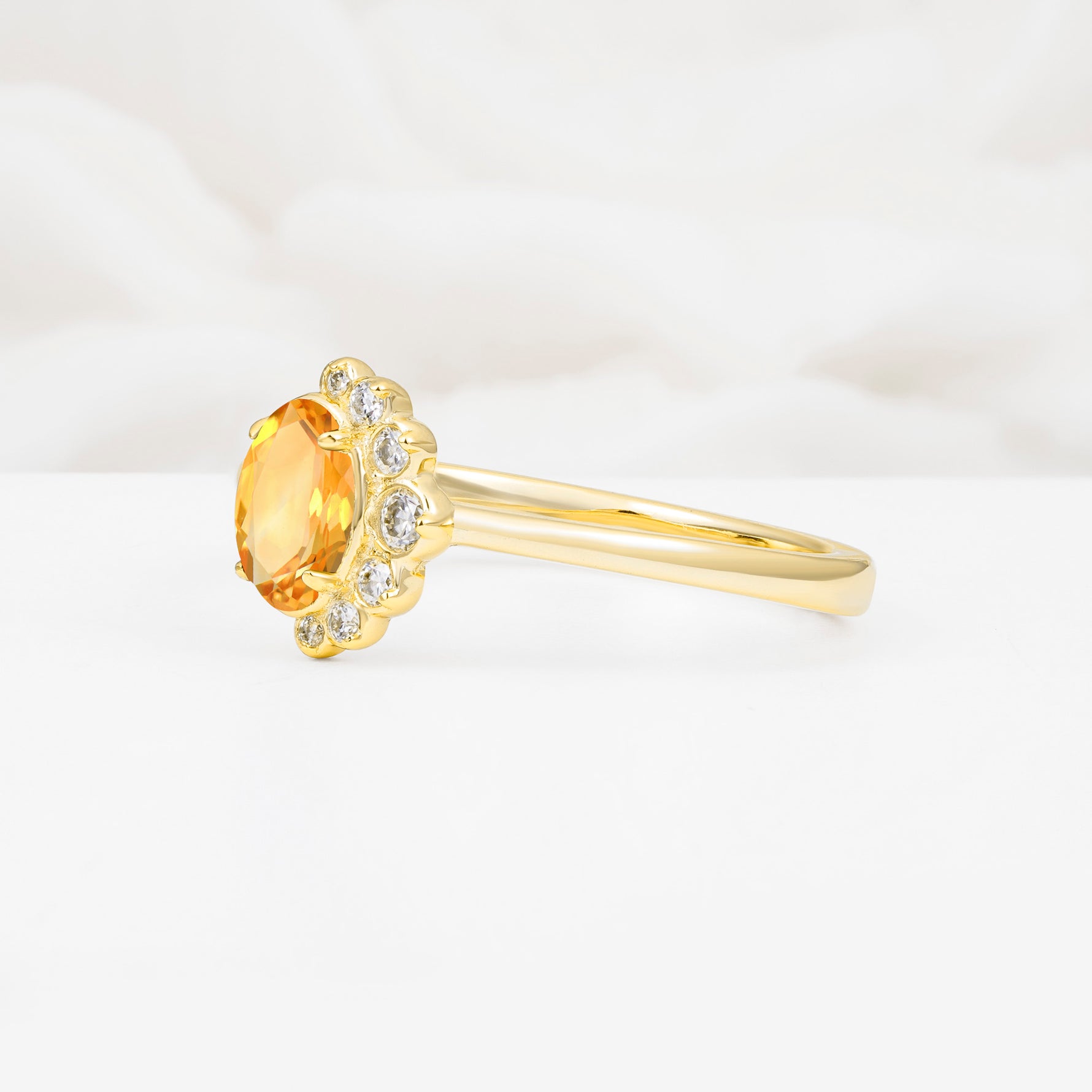 SR06718 Citrine Ring - White-Gold