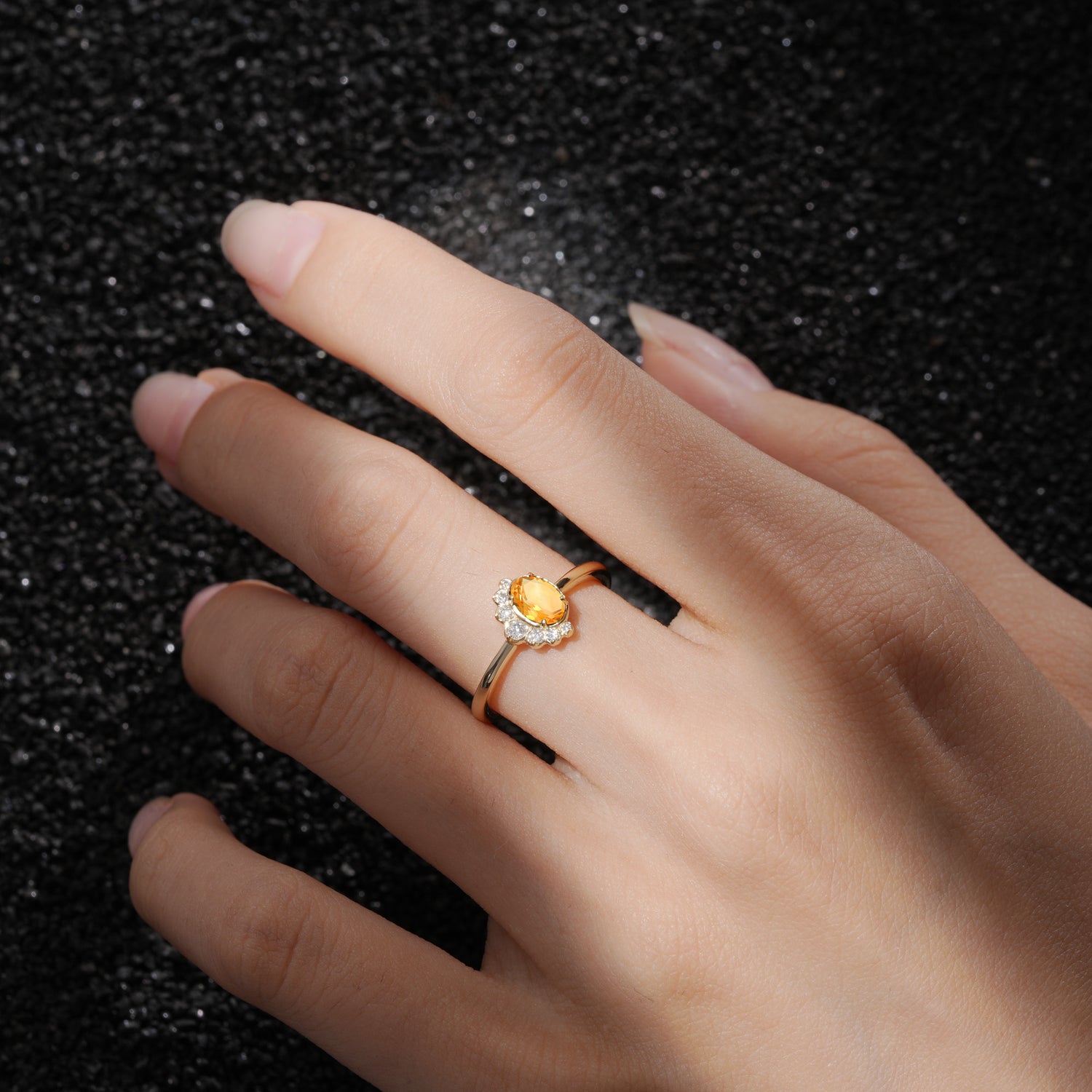 SR06718 Citrine Ring - Rose-Gold
