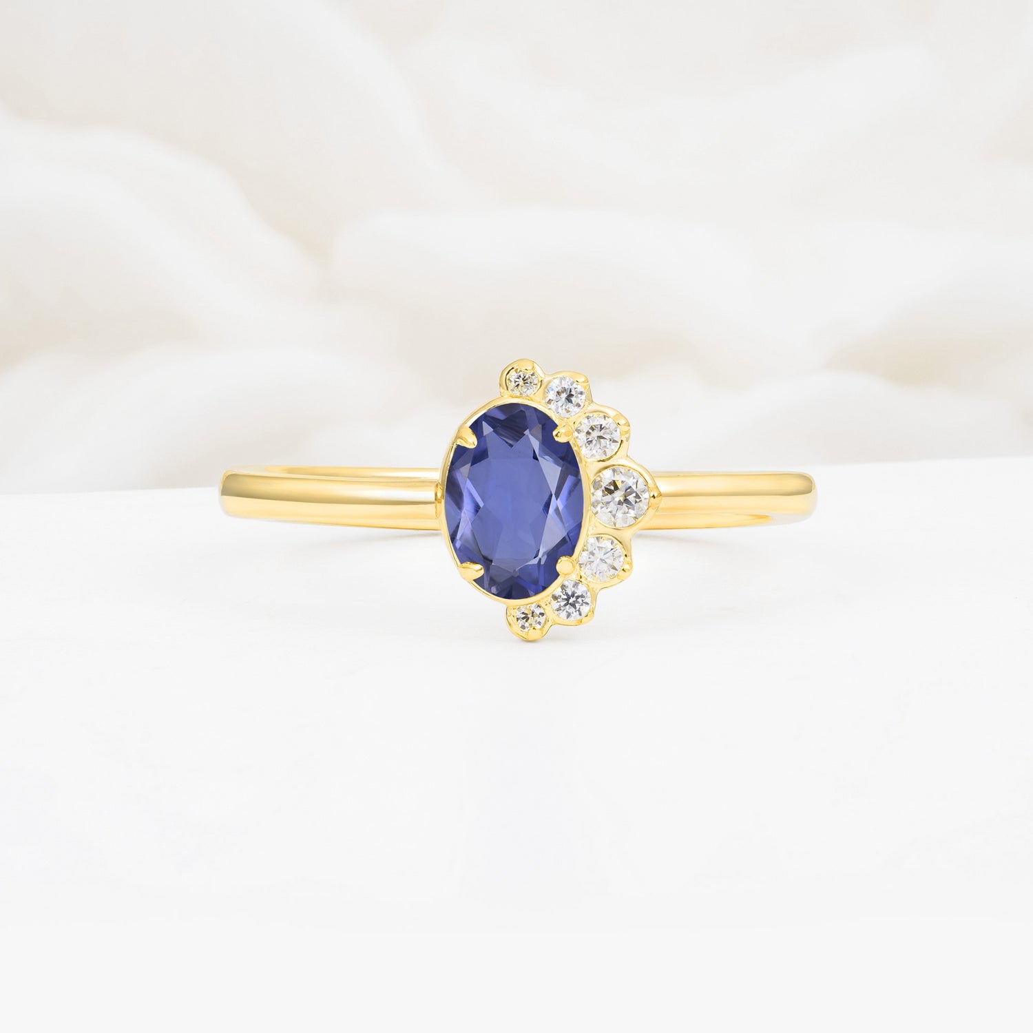 Timeless Oval Cut Cluster Tanzanite Engagement Ring - Additional view